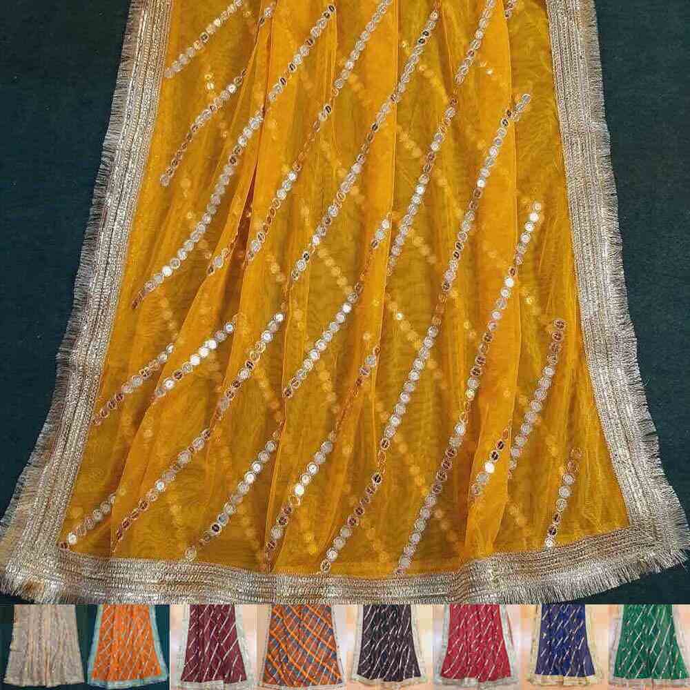 mirror work net dupatta large