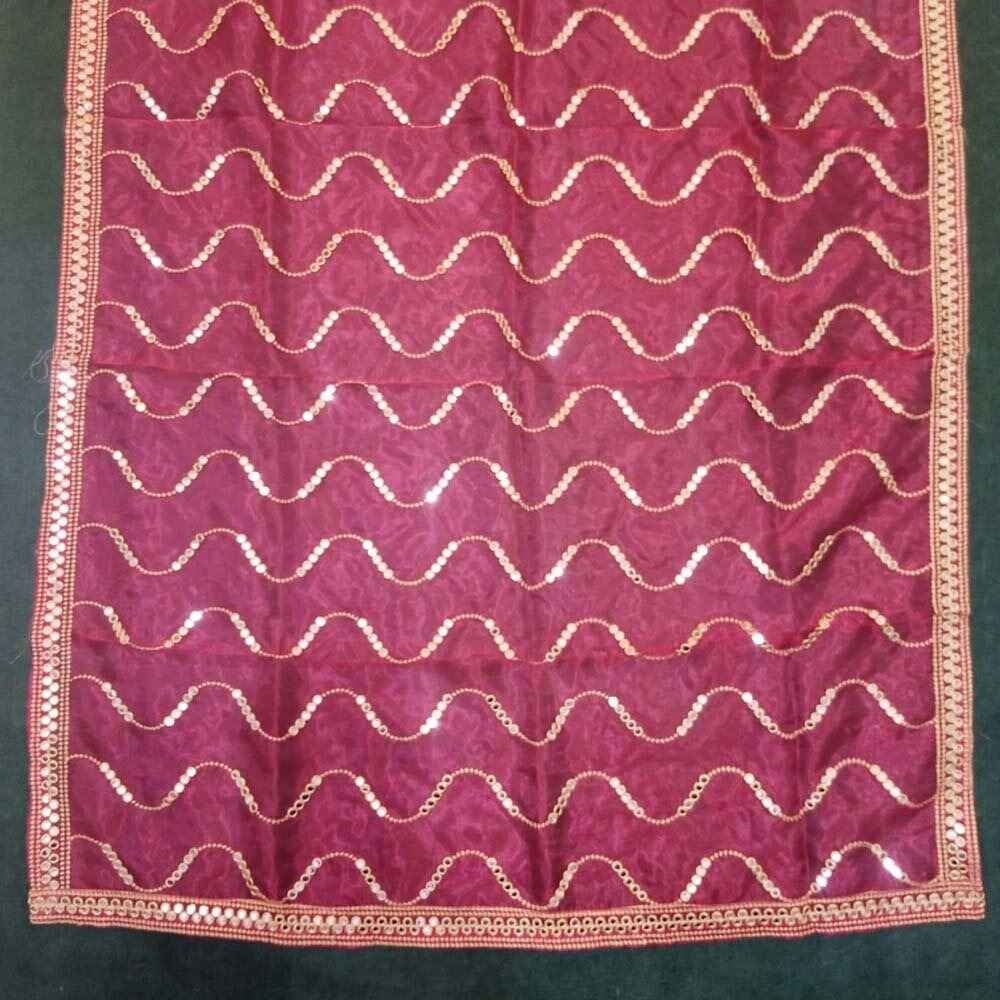 mirror work organza dupatta pink