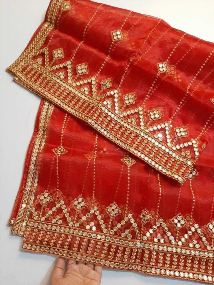 Mirror Work Organza Dupatta - ZD641