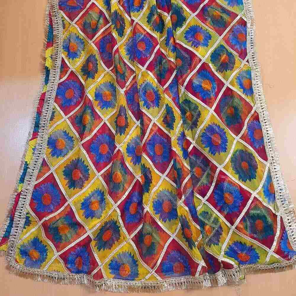 Multi Gota Work Dupatta For Wedding Party - Net