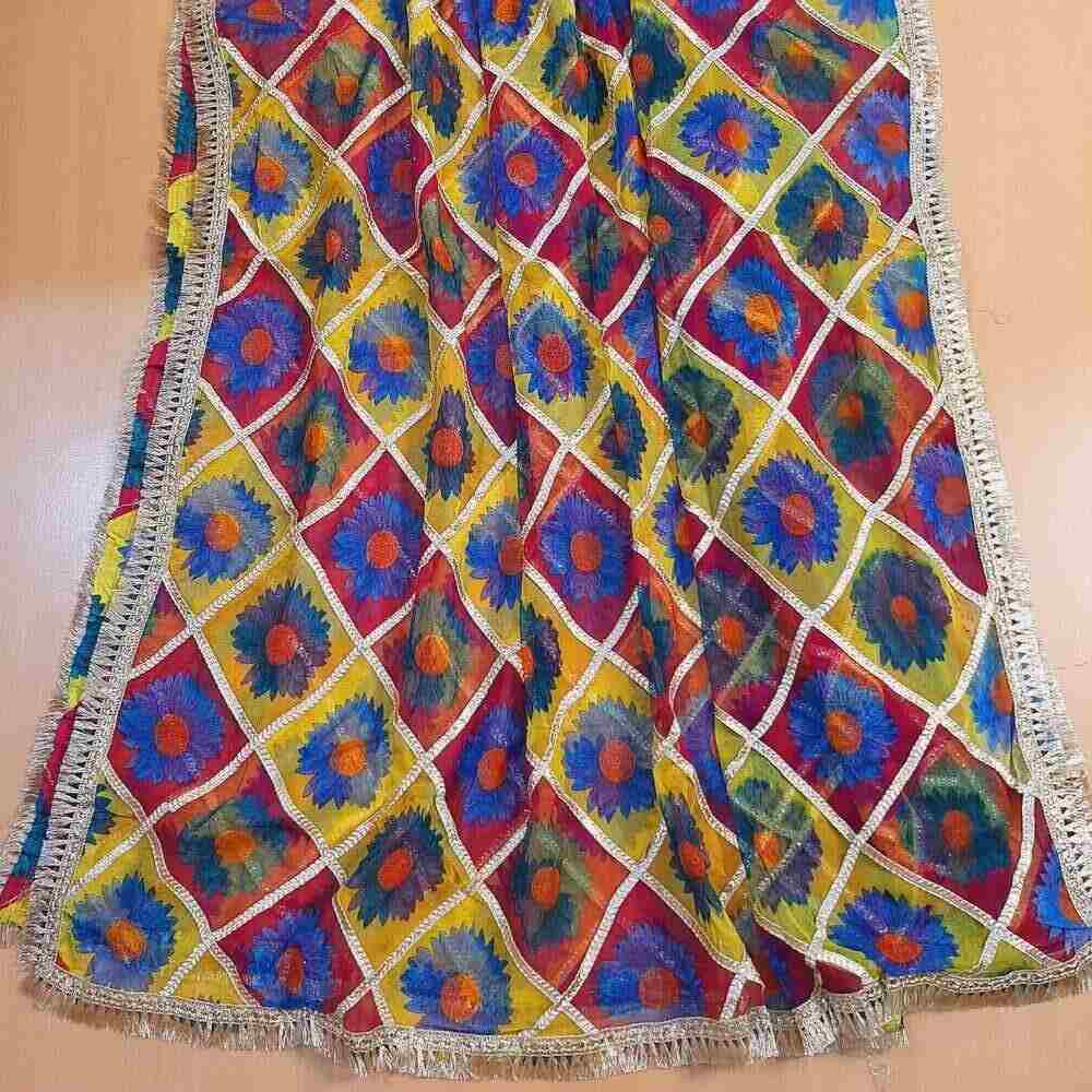 Multi Gota Work Dupatta For Wedding Party - Net -  ZD644