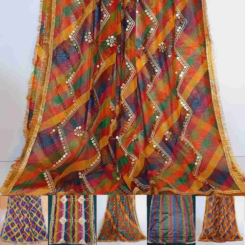Multi Gota Work Dupatta For Wedding Party - Net