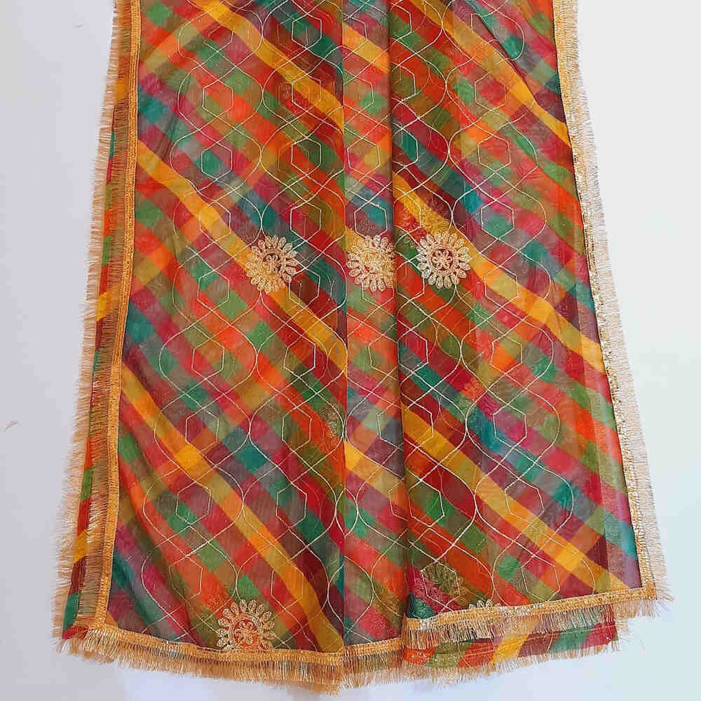 Multi Gota Work Dupatta For Wedding Party - Net