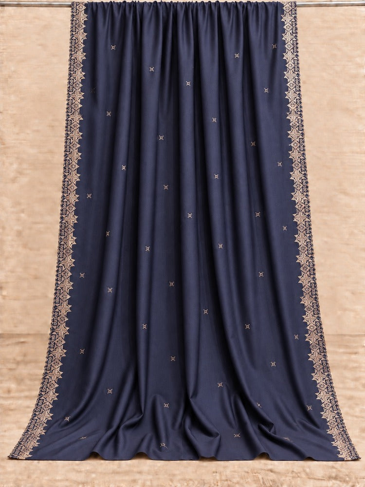 Embroided Swiss Lawn Chaddar Summer Shawl - Navy - SH27