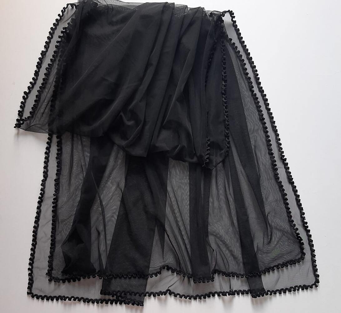 net dupatta with 4 sided qureshia black