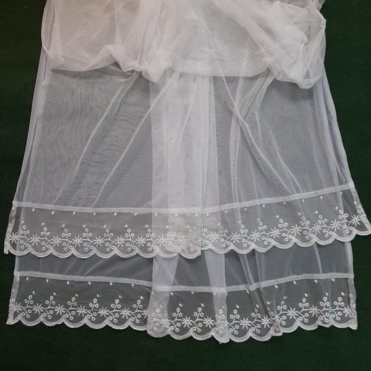 net dupatta with bottom lace white