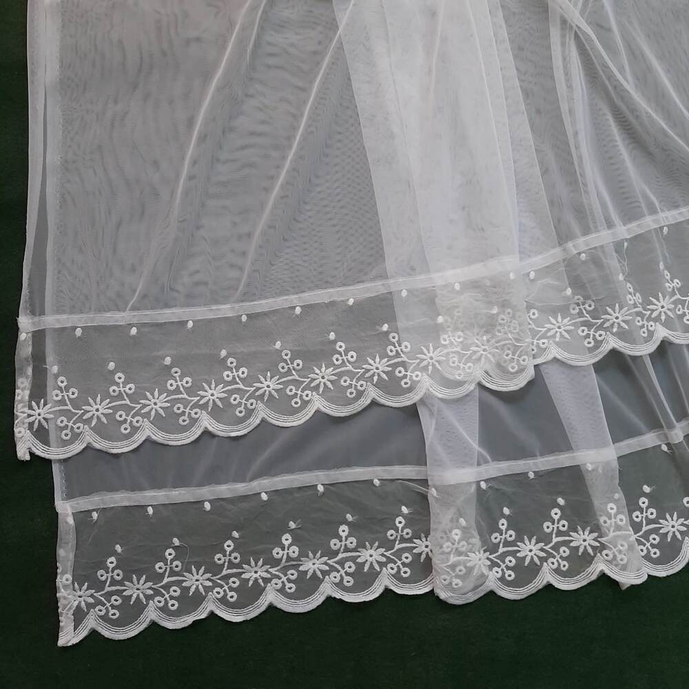 net dupatta with bottom lace white