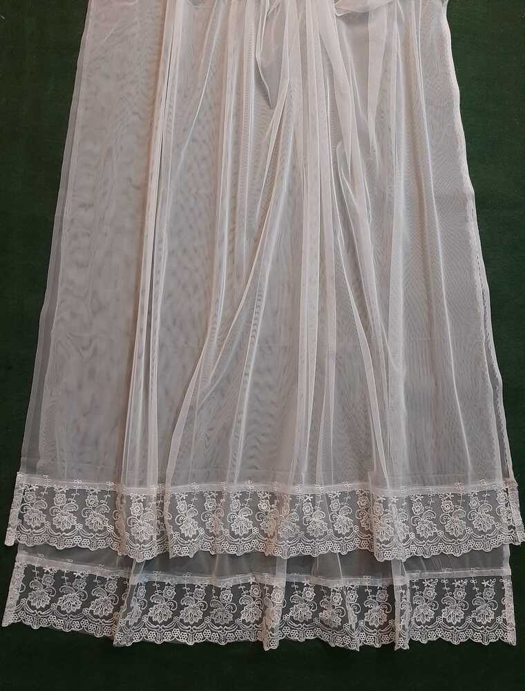 Net Dupatta With Lace - White - ZD236