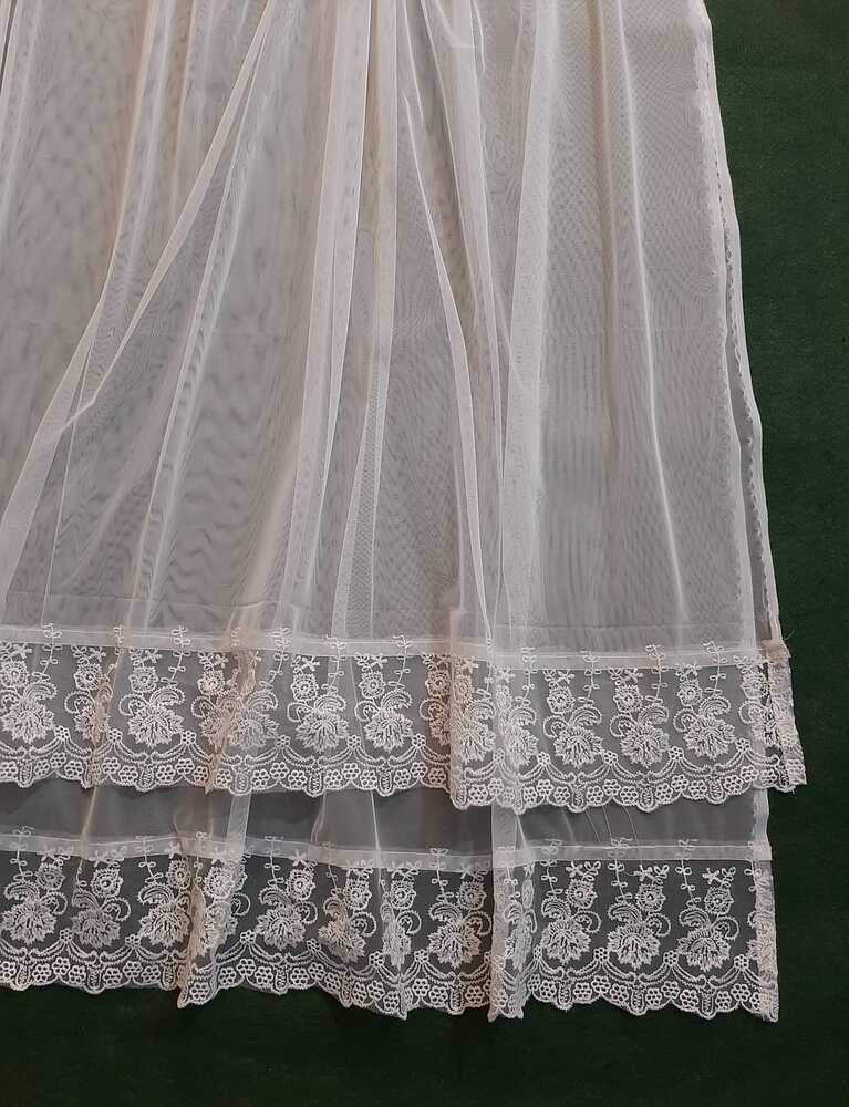 Net Dupatta With Lace - White - ZD236