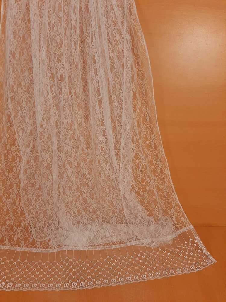 Net Dupatta With Lace - White - ZD83