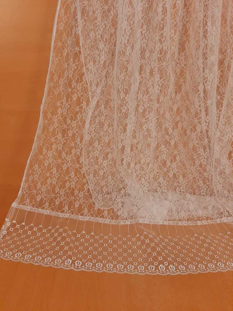 Net Dupatta With Lace - White - ZD83