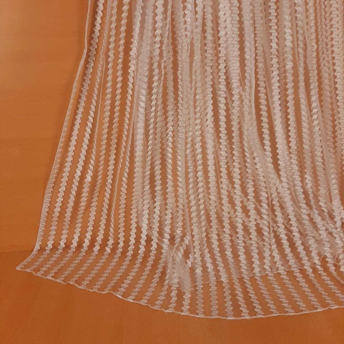 Striped Net dupatta - White - ZD1147