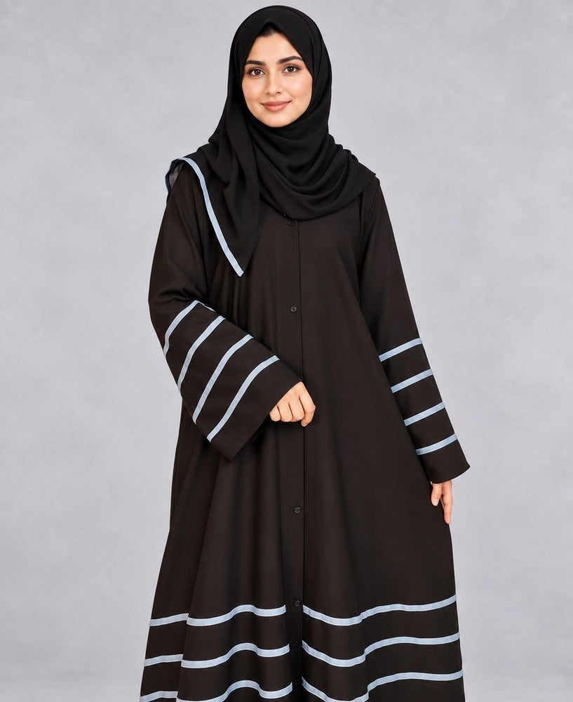 Nidah Front Open Abaya - With Scarf - BGA238