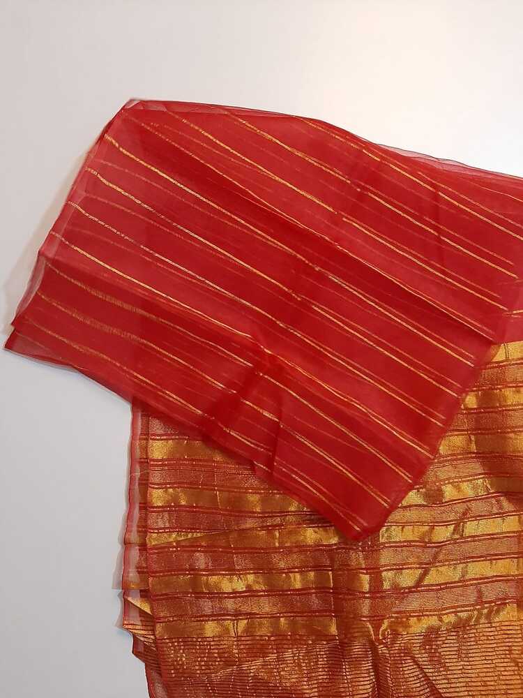Organza Zari Dupatta - Red / Gold - ZD712