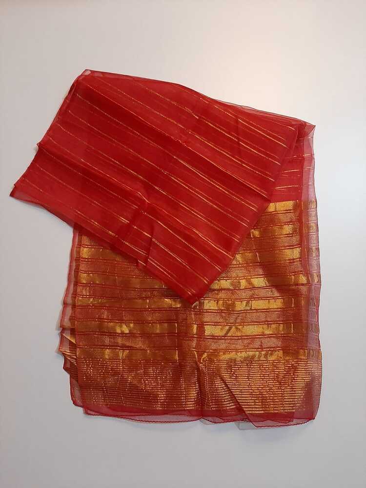 Organza Zari Dupatta - Red / Gold - ZD712