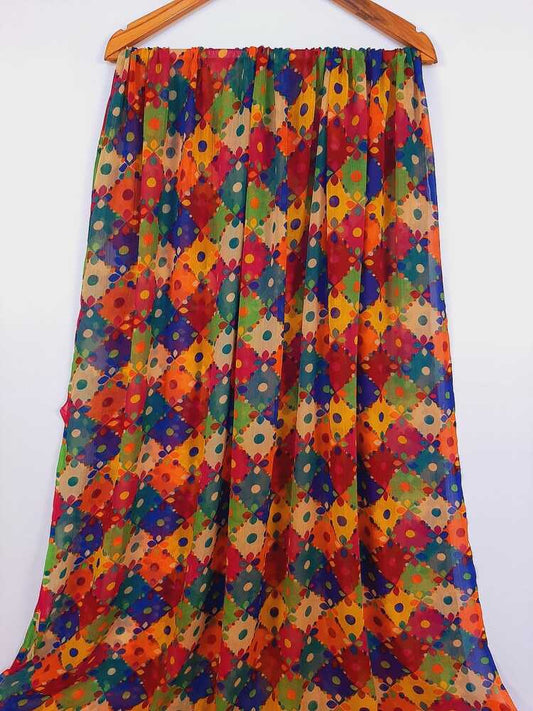 Printed Chiffon Dupatta - Multi - ZD230