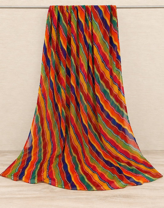 Printed Chiffon Dupatta - Multi - ZD231