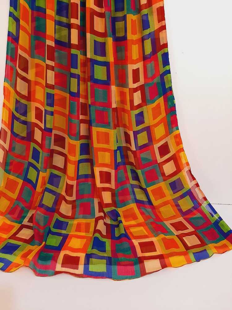 Printed Chiffon Dupatta - Multi - ZD405