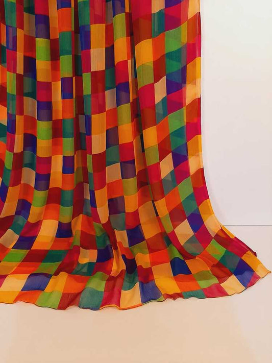 Printed Chiffon Dupatta - Multi - ZD715