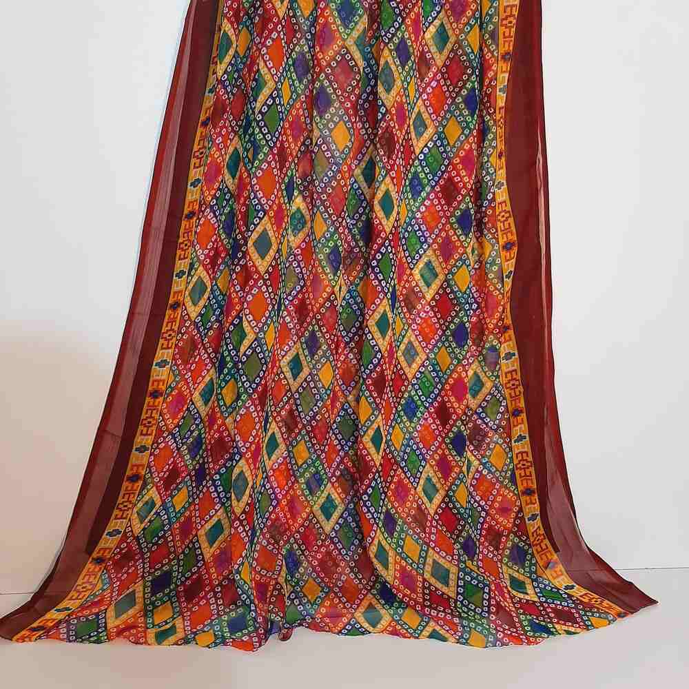 Printed Chiffon Dupatta - Multi - ZD715