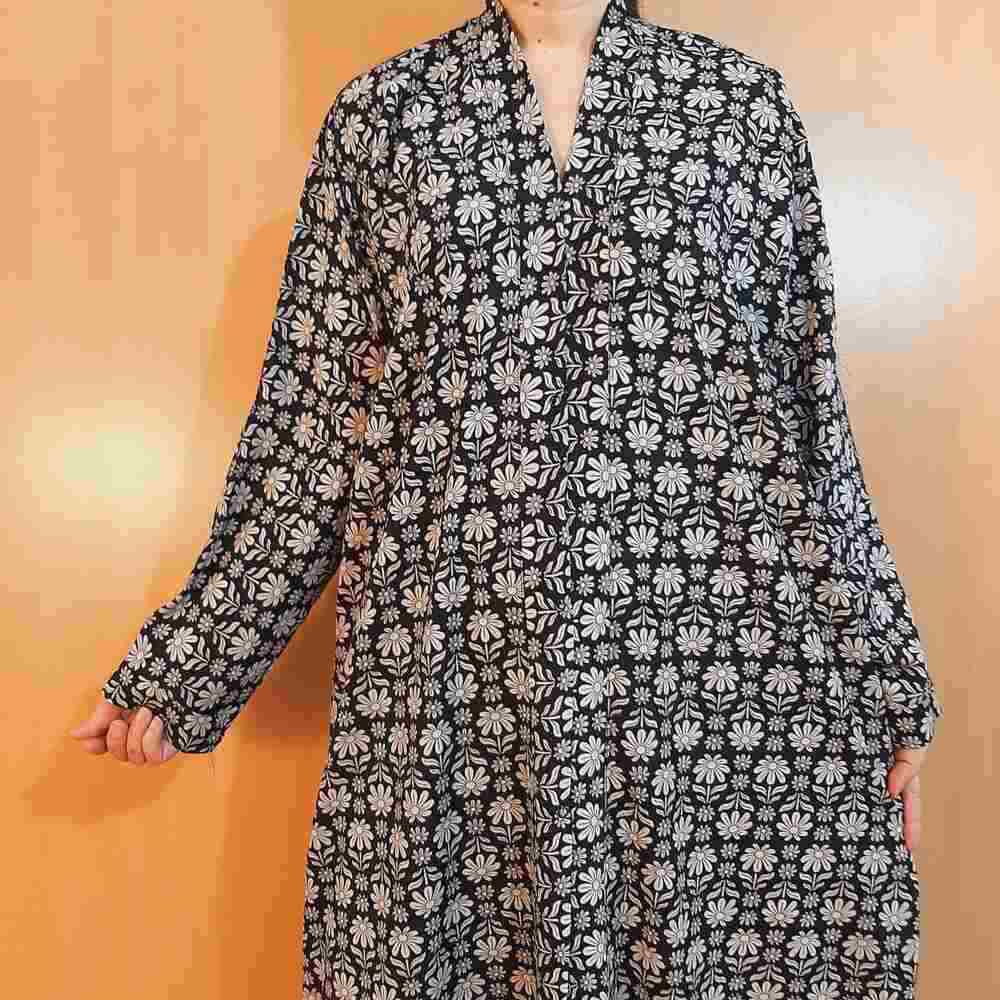 Printed - Front Open Abaya - Georgette - ZA01