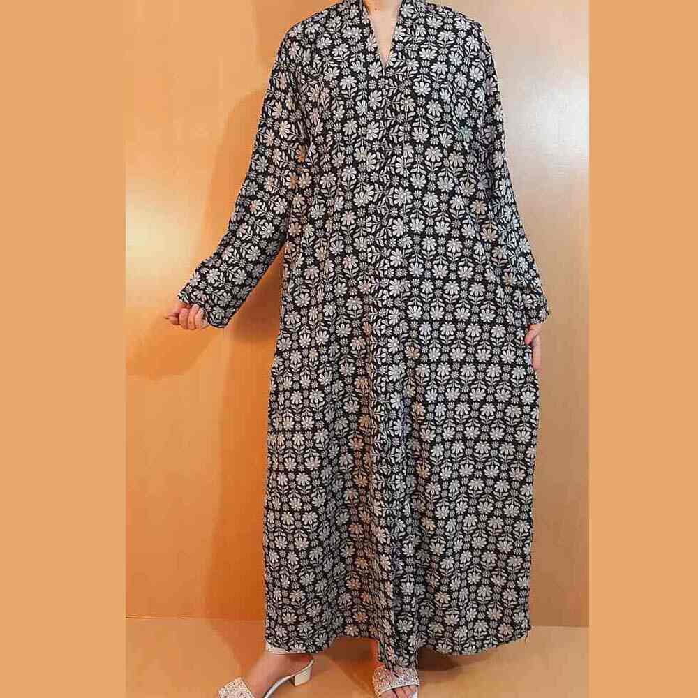 Printed - Front Open Abaya - Georgette - ZA01