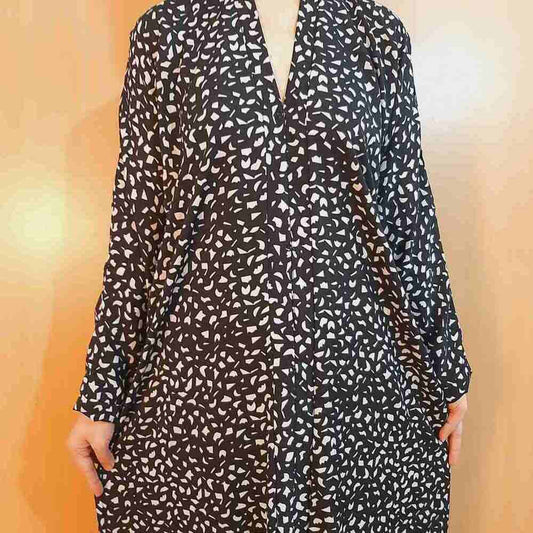 Printed - Front Open Abaya - Georgette - ZA07