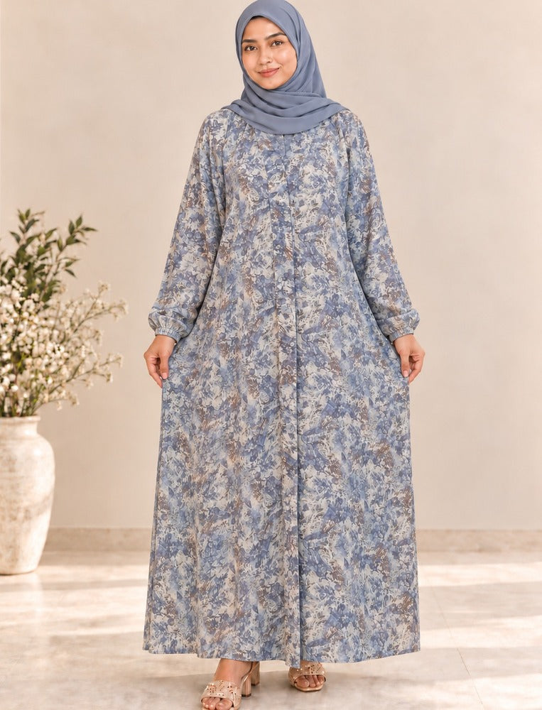 Printed Front Open - Georgette - Abaya - BGA239