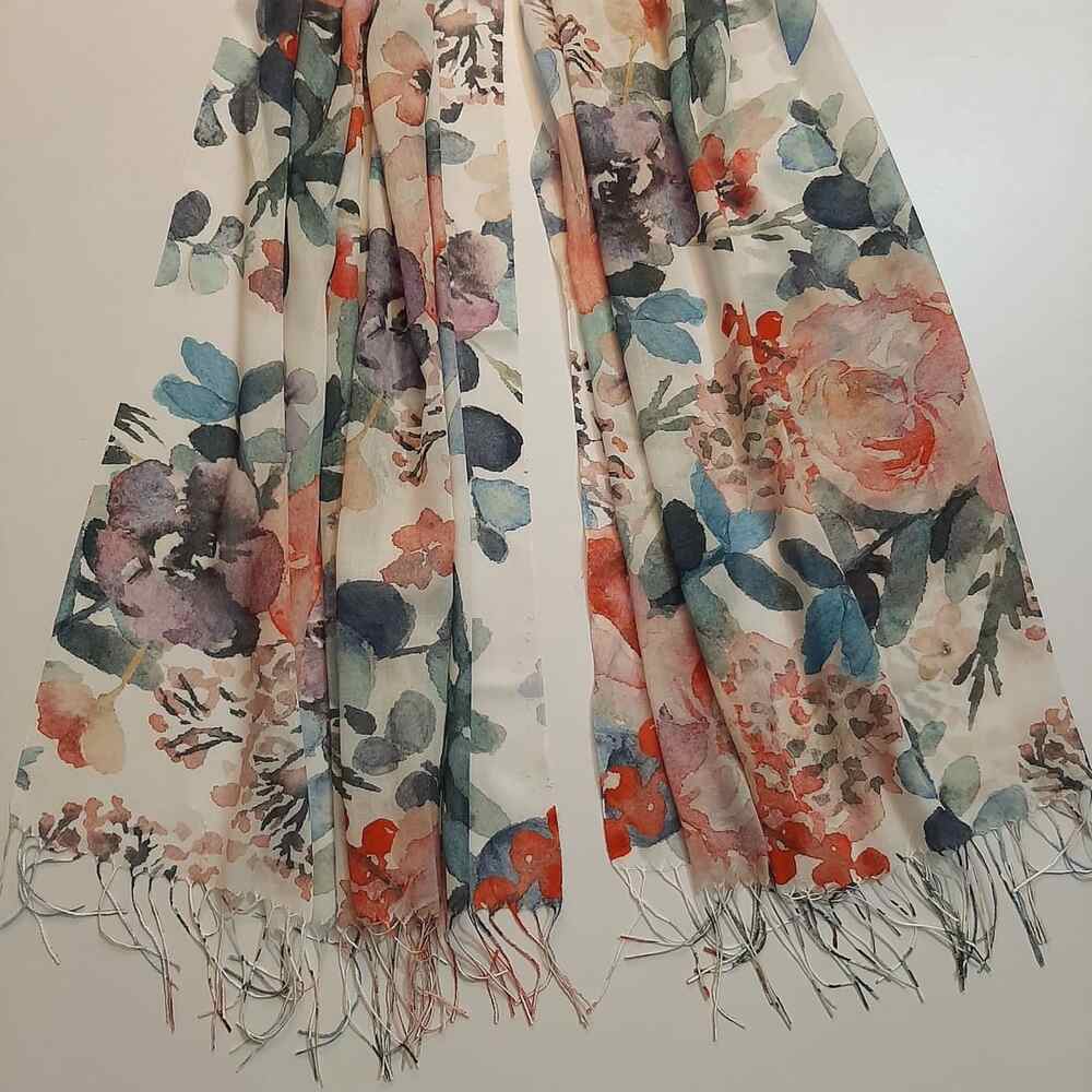 Printed lawn Stole With Tassels – ZSC19