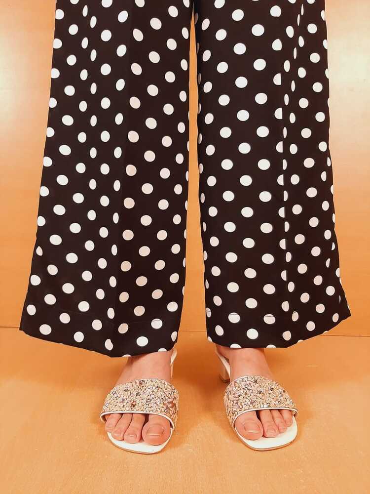 Printed Linen Palazzo - Black - ZT304