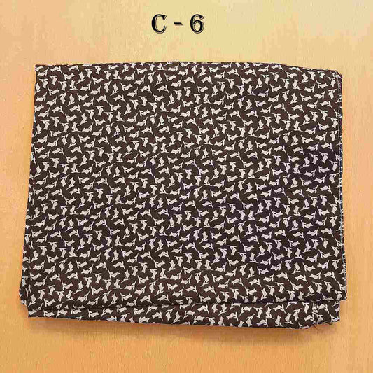 Printed Summer Shawl / Chaddar - Lawn - Black & White - SH07