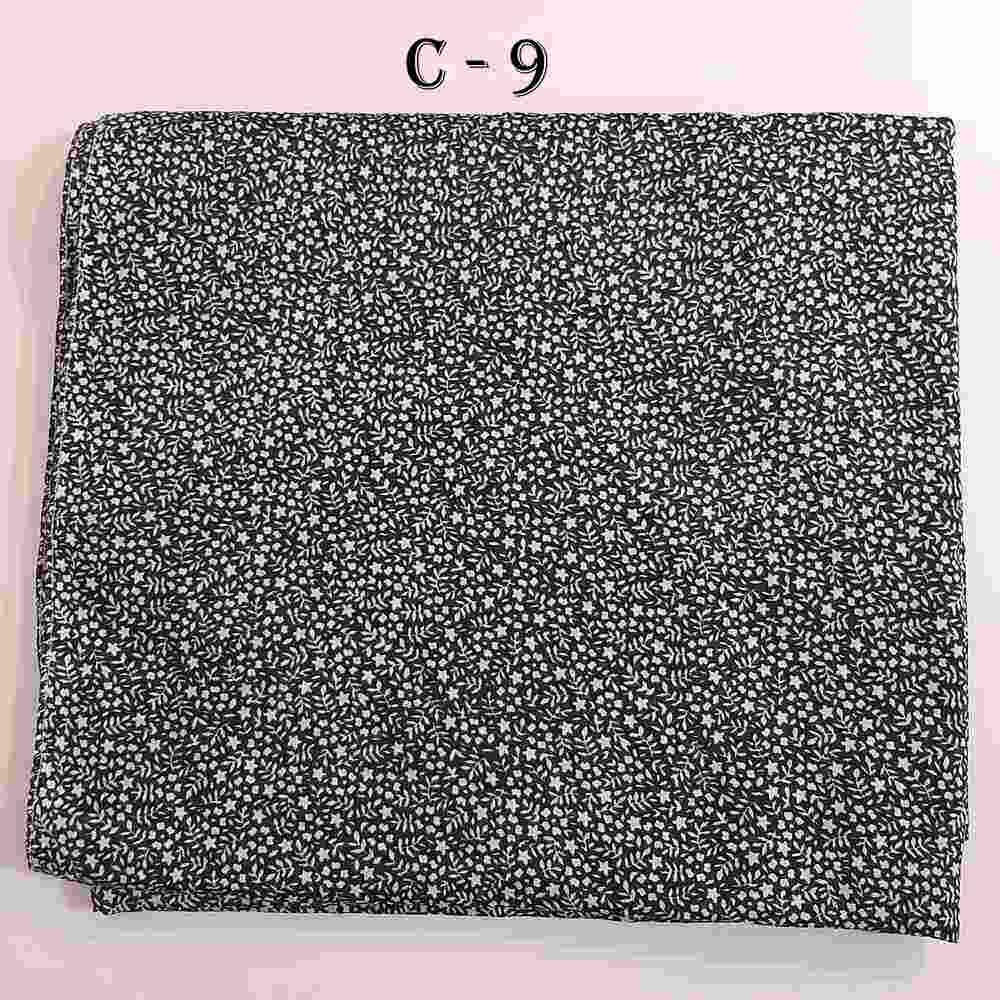 Printed Summer Shawl / Chaddar - Lawn - Black & White - SH07