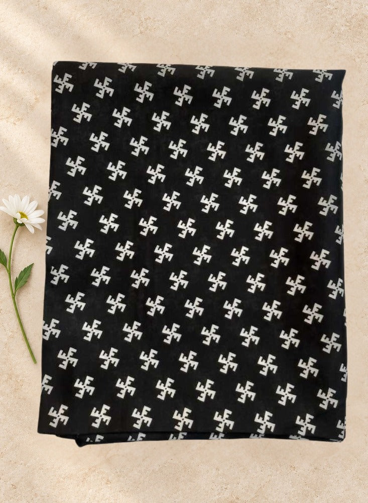 Printed Summer Shawl / Chaddar - Black & White - SH07