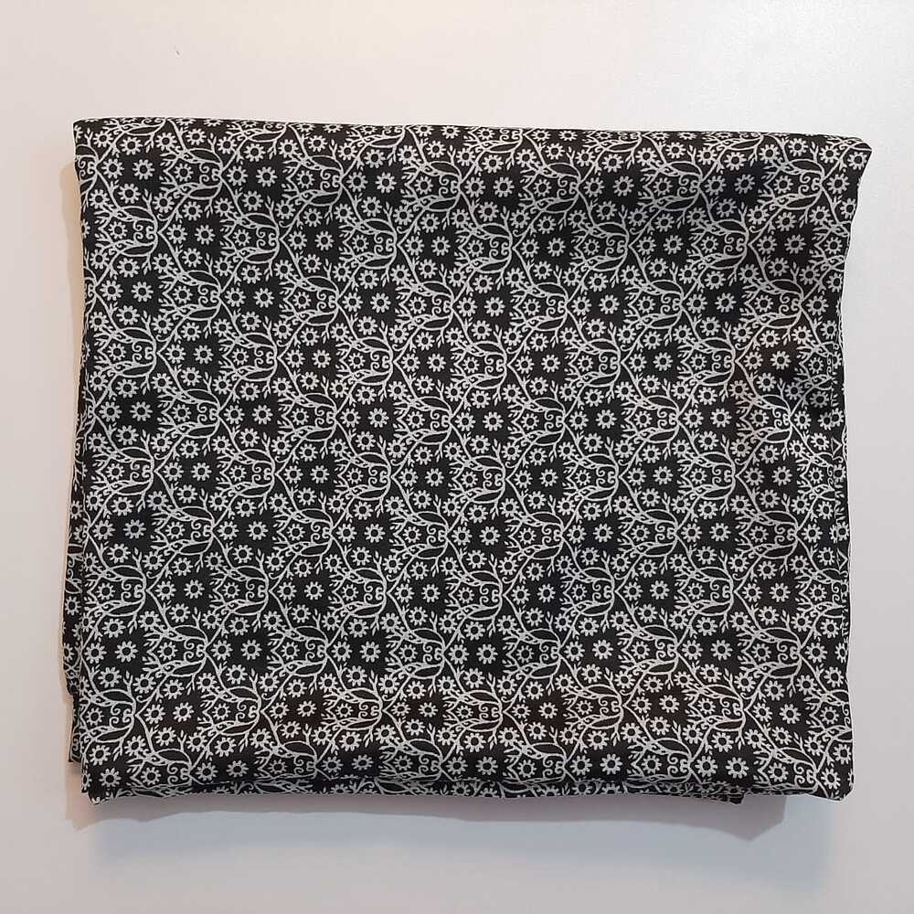 Printed Summer Shawl / Chaddar - Lawn - Black & White - SH07