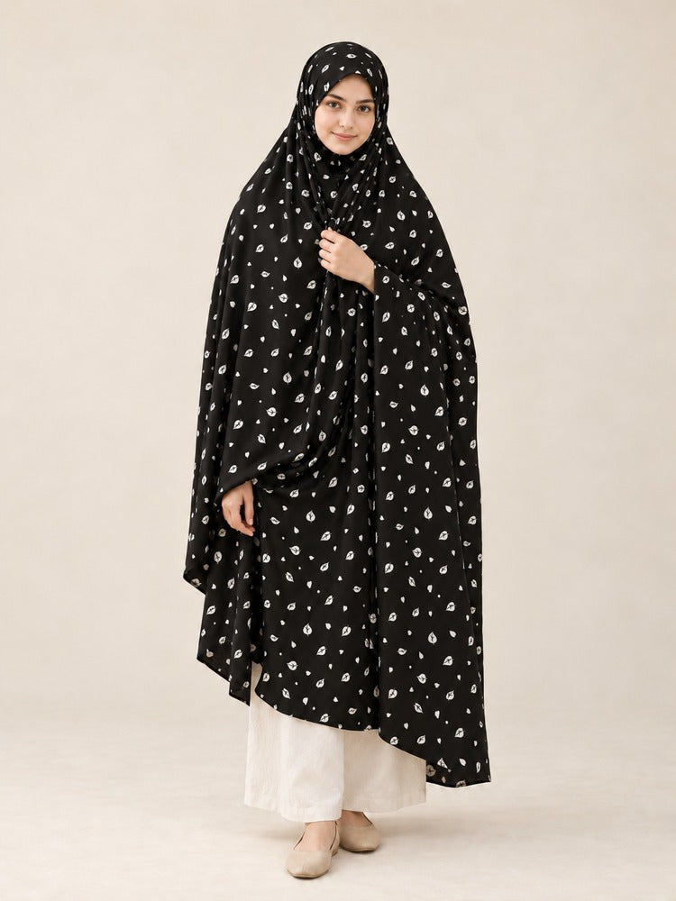 Printed Summer Shawl / Chaddar - Black & White - SH07
