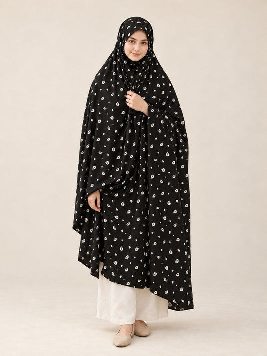 Printed Summer Shawl / Chaddar - Black & White - SH07-c