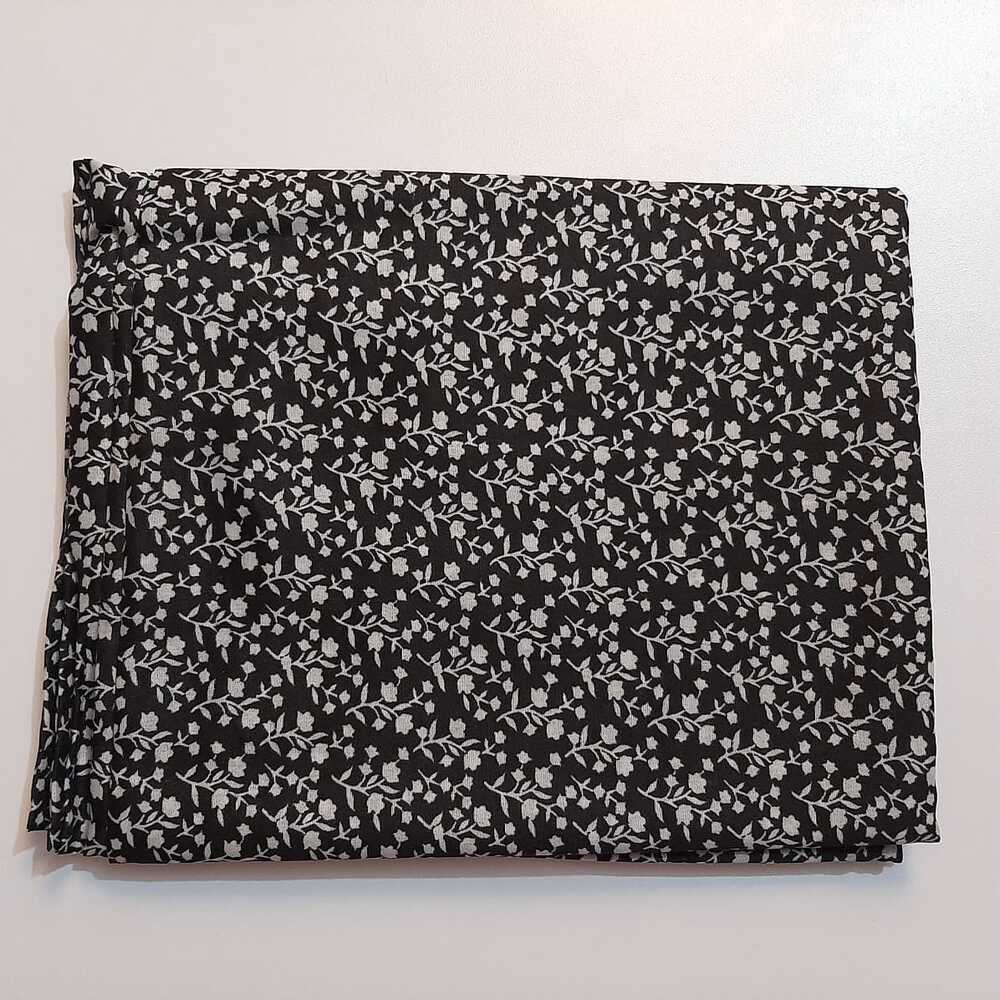 Printed Summer Shawl / Chaddar - Lawn - Black & White - SH07