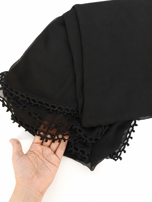 Qureshia Work Chiffon Dupatta - Black - ZD77