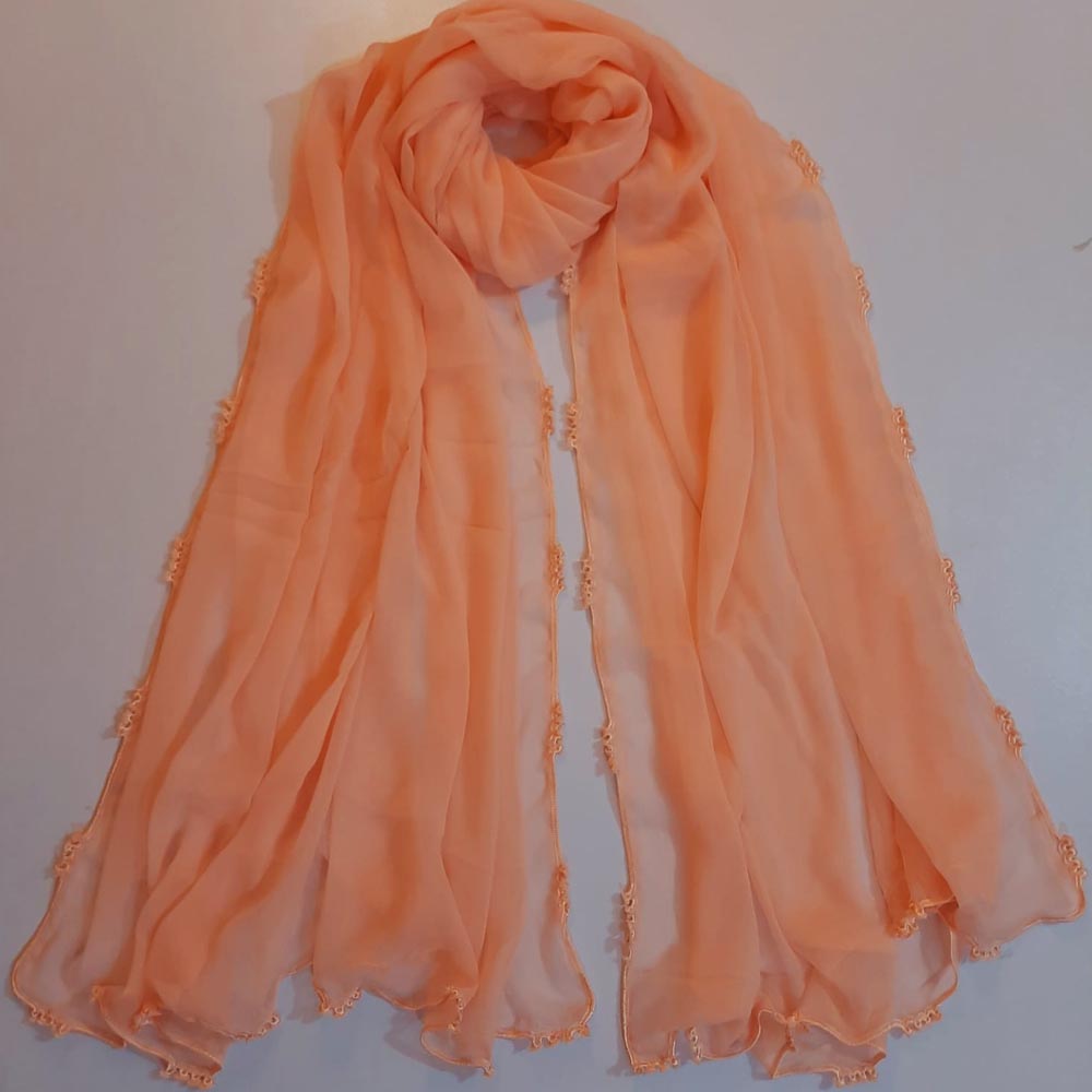 qureshia work chiffon dupaatta large peach