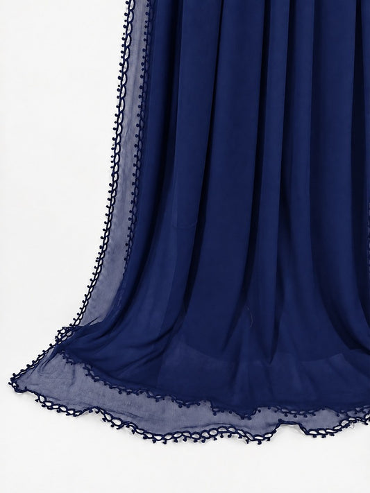 Qureshia Work Chiffon Dupatta - Navy - ZD77