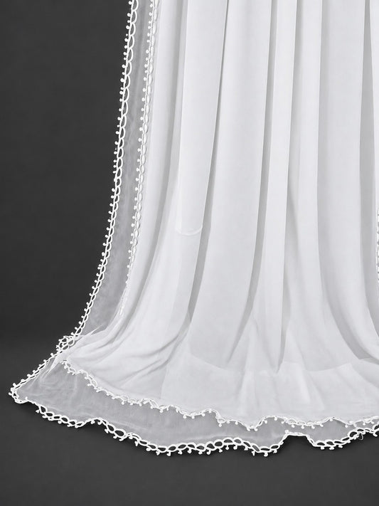 Qureshia Work Chiffon Dupatta - White - ZD77