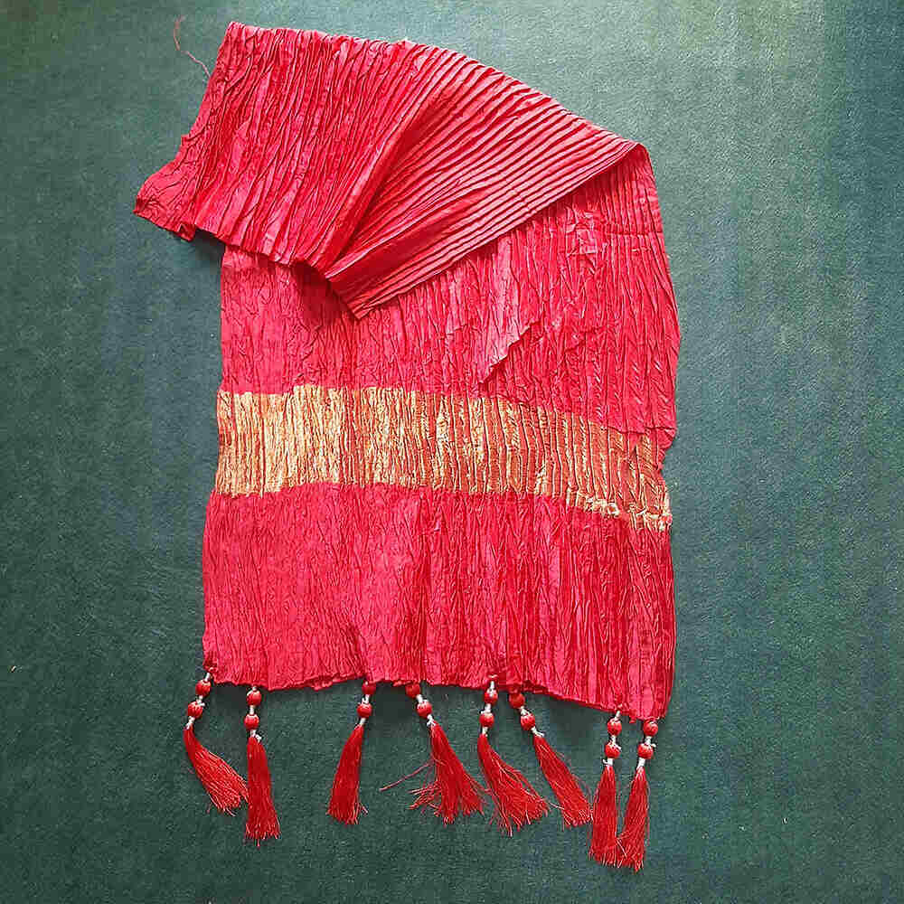 crush dupatta masuri bottom large ball tassels red