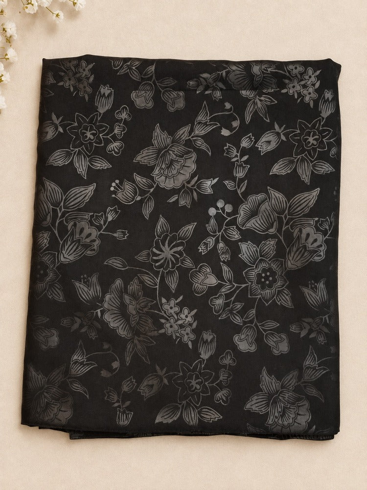 Self Print Shawl / Chaddar - Swiss Lawn - Black - SH14