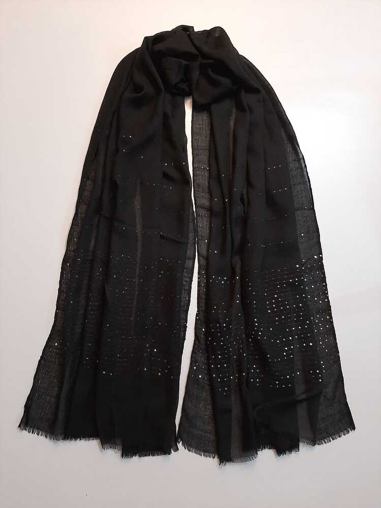 Sequence Lawn Scarf Stole - Black – ZSC27