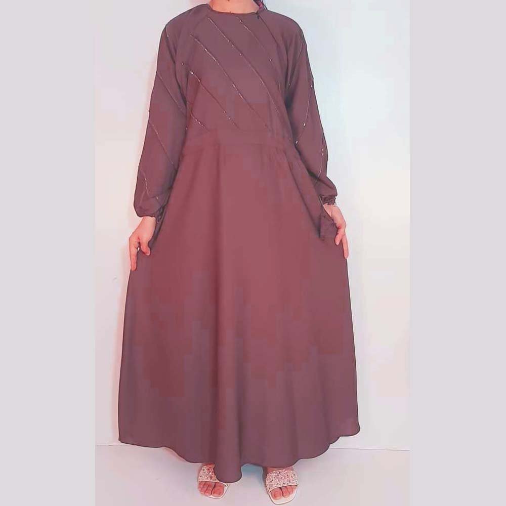 Sequence Nidah Fabric Abaya – Brown – ZA161
