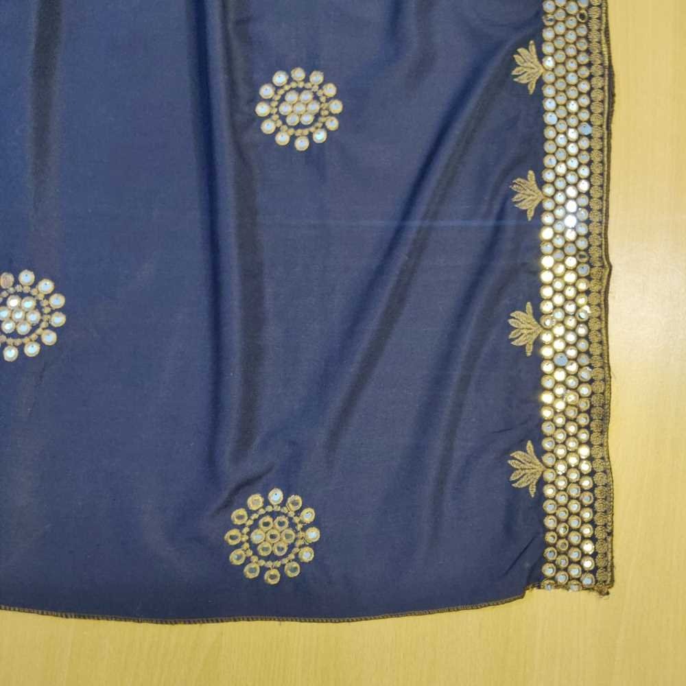Sequence Work Embroided Swiss Lawn Summer Shawl - Navy - SH133