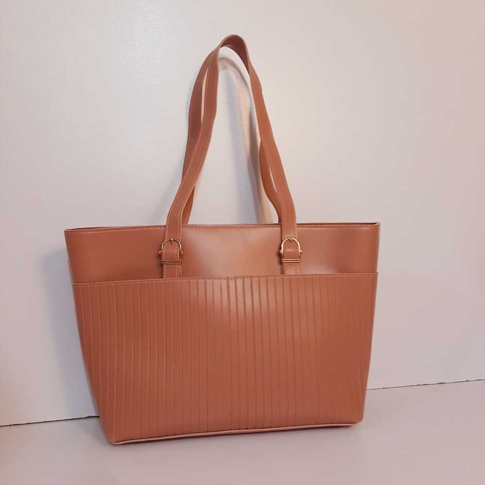 PU Leather Handbag - Beige - B02