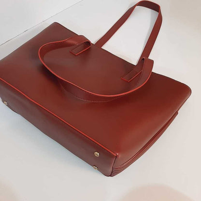 PU Leather Handbag - Maroon - B02