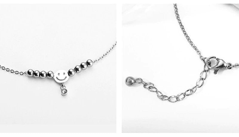 Silver Smily  Anklet With Box-ANK59