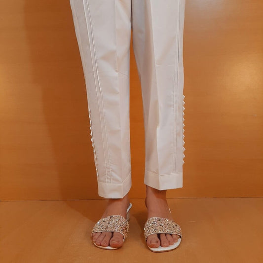 Soft Cotton Trouser - White - PT35